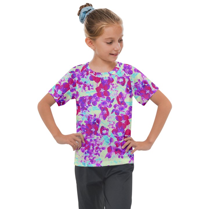 Spring Flowers Garden Kids  Mesh Piece Tee