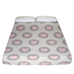 Pink And Brown Hearts Fitted Sheet (queen Size) by MooMoosMumma