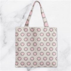 Pink And Brown Hearts Zipper Grocery Tote Bag by MooMoosMumma