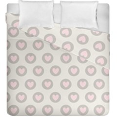 Pink And Brown Hearts Duvet Cover Double Side (king Size) by MooMoosMumma