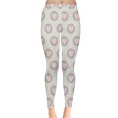 Pink And Brown Hearts Inside Out Leggings by MooMoosMumma