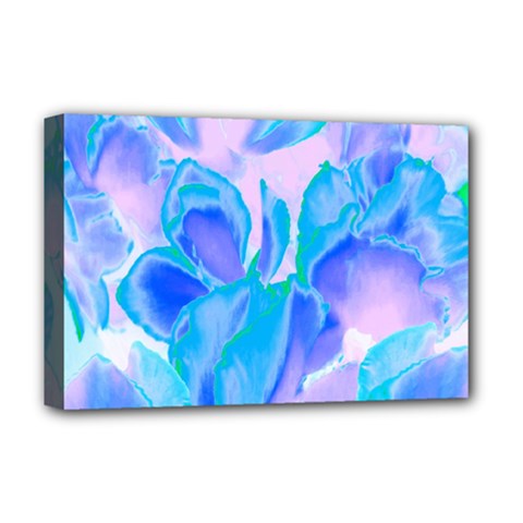 Ciclamen Flowers Blue Deluxe Canvas 18  X 12  (stretched)