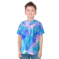 Ciclamen Flowers Blue Kids  Cotton Tee