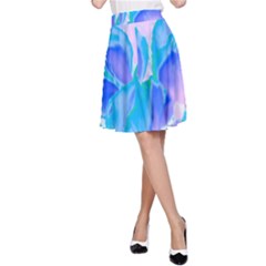 Ciclamen Flowers Blue A-line Skirt