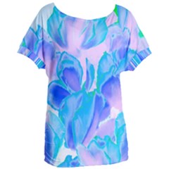 Ciclamen Flowers Blue Women s Oversized Tee