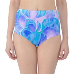 Ciclamen Flowers Blue Classic High-waist Bikini Bottoms