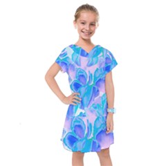 Ciclamen Flowers Blue Kids  Drop Waist Dress