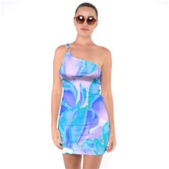 Ciclamen Flowers Blue One Soulder Bodycon Dress