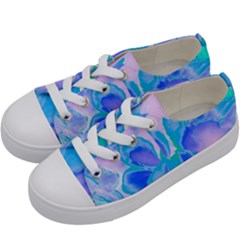 Ciclamen Flowers Blue Kids  Low Top Canvas Sneakers