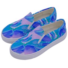 Ciclamen Flowers Blue Kids  Canvas Slip Ons