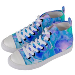 Ciclamen Flowers Blue Women s Mid-top Canvas Sneakers