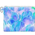 Ciclamen Flowers Blue Canvas Cosmetic Bag (XXXL) View1