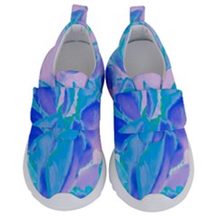 Ciclamen Flowers Blue Kids  Velcro No Lace Shoes