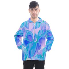 Ciclamen Flowers Blue Men s Half Zip Pullover