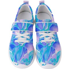 Ciclamen Flowers Blue Men s Velcro Strap Shoes