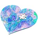 Ciclamen Flowers Blue Wooden Puzzle Heart View2