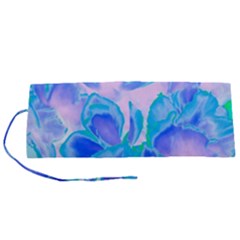 Ciclamen Flowers Blue Roll Up Canvas Pencil Holder (s)