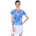 Ciclamen Flowers Blue Women s Sports Top View1