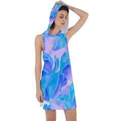 Ciclamen Flowers Blue Racer Back Hoodie Dress