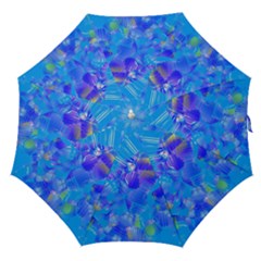 Blue Abstract Floral Paint Brush Strokes Straight Umbrellas by SpinnyChairDesigns