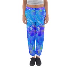 Blue Abstract Floral Paint Brush Strokes Women s Jogger Sweatpants by SpinnyChairDesigns