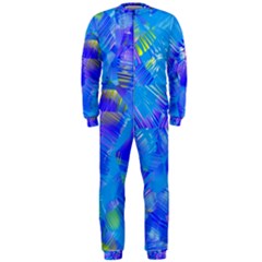 Blue Abstract Floral Paint Brush Strokes Onepiece Jumpsuit (men)  by SpinnyChairDesigns