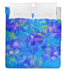 Blue Abstract Floral Paint Brush Strokes Duvet Cover Double Side (queen Size) by SpinnyChairDesigns