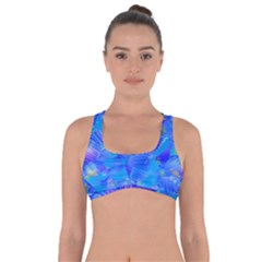 Blue Abstract Floral Paint Brush Strokes Got No Strings Sports Bra by SpinnyChairDesigns