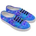 Blue Abstract Floral Paint Brush Strokes Women s Classic Low Top Sneakers View3