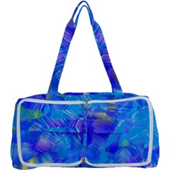 Blue Abstract Floral Paint Brush Strokes Multi Function Bag by SpinnyChairDesigns