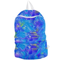 Blue Abstract Floral Paint Brush Strokes Foldable Lightweight Backpack by SpinnyChairDesigns