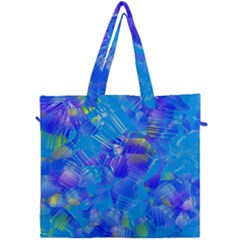 Blue Abstract Floral Paint Brush Strokes Canvas Travel Bag by SpinnyChairDesigns