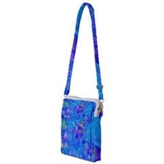 Blue Abstract Floral Paint Brush Strokes Multi Function Travel Bag by SpinnyChairDesigns