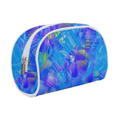 Blue Abstract Floral Paint Brush Strokes Makeup Case (small) by SpinnyChairDesigns