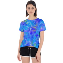 Blue Abstract Floral Paint Brush Strokes Open Back Sport Tee by SpinnyChairDesigns