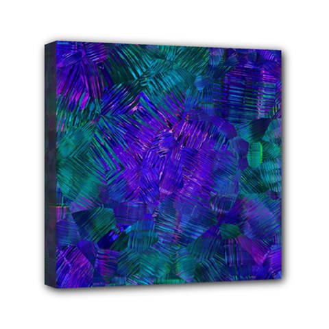 Indigo Abstract Art Mini Canvas 6  X 6  (stretched) by SpinnyChairDesigns