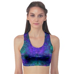 Indigo Abstract Art Sports Bra by SpinnyChairDesigns