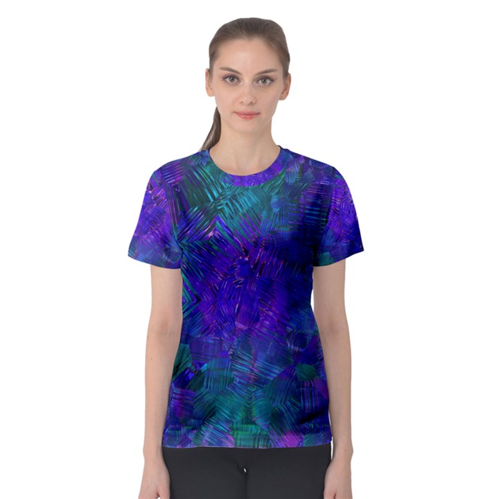 Indigo Abstract Art Women s Sport Mesh Tee