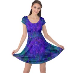 Indigo Abstract Art Cap Sleeve Dress by SpinnyChairDesigns