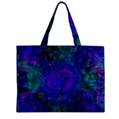 Indigo Abstract Art Zipper Mini Tote Bag by SpinnyChairDesigns