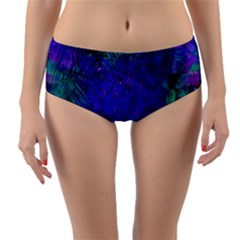 Indigo Abstract Art Reversible Mid-waist Bikini Bottoms by SpinnyChairDesigns