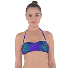 Indigo Abstract Art Halter Bandeau Bikini Top by SpinnyChairDesigns