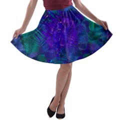 Indigo Abstract Art A-line Skater Skirt by SpinnyChairDesigns