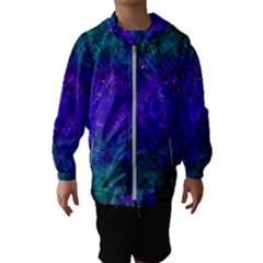 Indigo Abstract Art Kids  Hooded Windbreaker by SpinnyChairDesigns