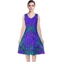 Indigo Abstract Art V-Neck Midi Sleeveless Dress  View1