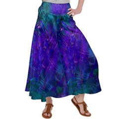 Indigo Abstract Art Satin Palazzo Pants by SpinnyChairDesigns