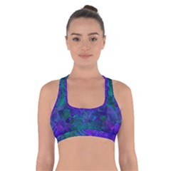 Indigo Abstract Art Cross Back Sports Bra by SpinnyChairDesigns