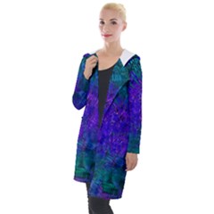 Indigo Abstract Art Hooded Pocket Cardigan by SpinnyChairDesigns