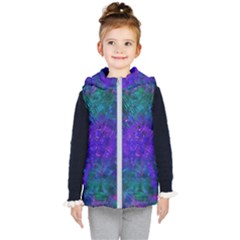 Indigo Abstract Art Kids  Hooded Puffer Vest by SpinnyChairDesigns