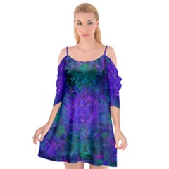 Indigo Abstract Art Cutout Spaghetti Strap Chiffon Dress by SpinnyChairDesigns